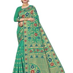 Maroosh Floral Zari Silk Blend Banarasi Saree-image-56