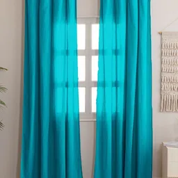 HOMEMONDE Blue Set of 2 Sheer Door Curtain-42