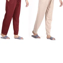 E-MAX Women Pack of 2 Cotton Solid Pyjamas-picture-17