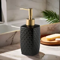 The Better Home Black & Gold-Toned Textured Ceramic Glossy Soap Dispenser 310 ml-10