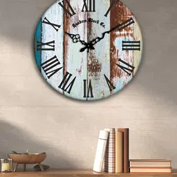 RANDOM White & Brown Abstract Printed Analogue Contemporary Silent Wall Clock-12