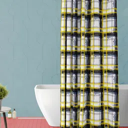 ArtzFolio White & Yellow Printed Waterproof Shower Curtain-image-73