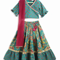 Campana Girls Printed Ready To Wear Pure Cotton Lehenga & Blouse With Dupatta-47