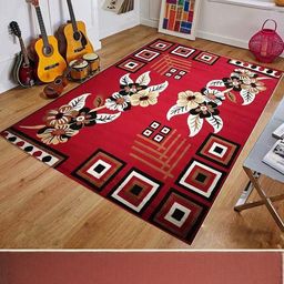 R CARPETS Red Floral Anti-Skid Woollen Carpet-image-64