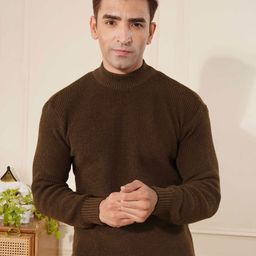 KVETOO Men Ribbed Wool High Neck Pullover-image-20