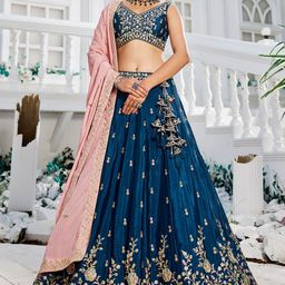 panchhi Embellished Sequinned Semi-Stitched Lehenga & Unstitched Blouse With Dupatta-picture-5