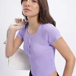 glitchez Ribbed Scoop Neck Crop Top-image-85