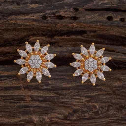 Kushal's Fashion Jewellery Rhodium Plated Cubic Zirconia Floral Studs Earrings-image-60