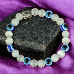 Estele Unisex Artificial Beaded Evil Eye Elasticated Bracelet-picture-9