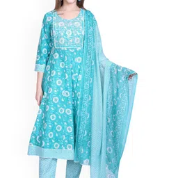 Woollen 4U Women Floral Printed Kurta with Trousers & Dupatta-picture-5