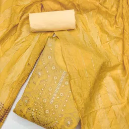 LeeliPeeri Designer Embellished Chanderi Silk Unstitched Dress Material-image-26