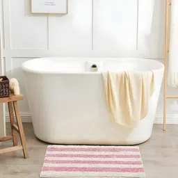 CAZIMO Pink Striped Anti-Skid 110 GSM Super Absorbent Bath Mat-image-64