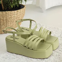 Retro Walk Women Flatform Pumps with Buckle-58