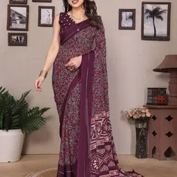 ROOP SUNDARI SAREES Floral Pure Chiffon Saree-35