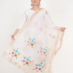 Karthav Fashion Organza Dupatta with Thread Work-46