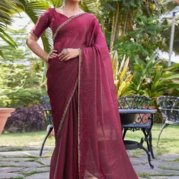 VRAGI Embellished Embroidered Pure Chiffon Saree-picture-50
