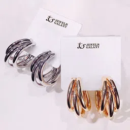 Jewels Galaxy Contemporary Half Hoop Earrings-image-7