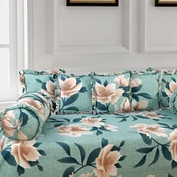 Luxmi Cotton Fabrics Set Of 8 Floral Bedsheet With Bolster & Cushion Covers-image-83