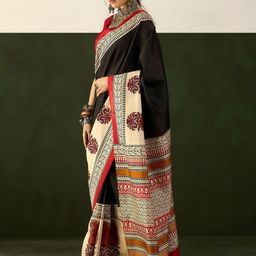 KALINI Bagh Printed Dabu Saree-image-39