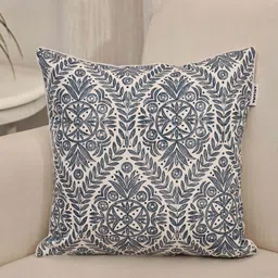 Ariana Blue & Off White Geometric Printed Square Cushion Cover-56