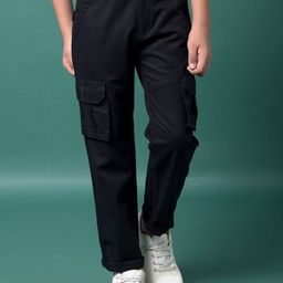 Crimsoune Club Boys Solid Slim Fit Mid-Rise Cotton Cargo Trouser-picture-49