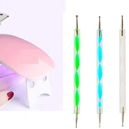 SUNmini Nails Polish Drayer Machine Mini Foldable Gel Based Nail Paint Dryer & 5 pc 2 Way Dotting Pen-14
