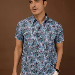 BAESD Men Standard Spread Collar Abstract Printed Polycotton Casual Shirt-image-45