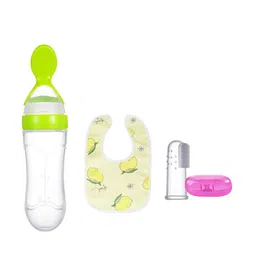 Joy Buzz Set Of 3 Baby Silicone Food Feeder Printed Bib & Finger Toothbrush With Case-98