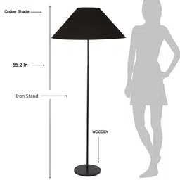 Devansh Black Frustum FloorLamps With Wood Base-26