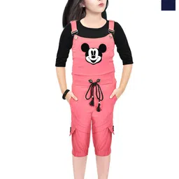 NAIVETY Girls Pack Of 2 Mickey Mouse Printed Dungaree With Top & Trousers-image-77