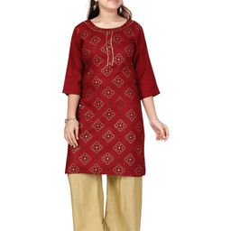 Muhuratam Girls Printed Kurta Set-image-81