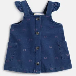 Chicco Girls Printed Shoulder Straps Denim A-Line Dress-picture-2