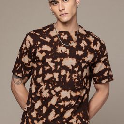 Moda Rapido Washed Effect Tie & Dyed Drop-Shoulder Sleeves Oversized Fit T-shirt-picture-27