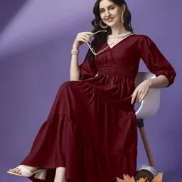 Raiyani Enterprise Tiered V-Neck Fit & Flare Maxi Dress-picture-37