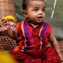 MIRALI Boys Striped Regular Kurta with Trousers-picture-1