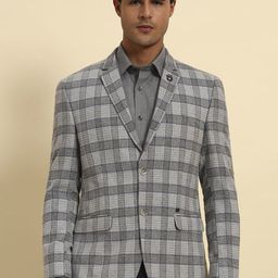 Cantabil Smart Fit Checked Notched Lapel Long Sleeve Single Breasted Blazer-image-41