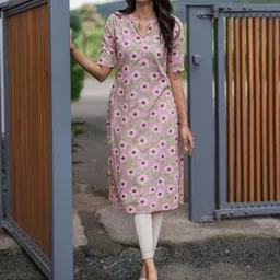BINDUDI Floral Printed Mandarin Collar Straight Kurta-image-48