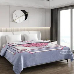 Monte Carlo Grey & Pink Floral GSM 1000 Heavy Winter Double Bed Blanket-image-43