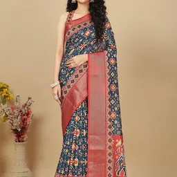 J 6 DESIGNER Ethnic Motifs Printed Woven Design Border Patola Saree-picture-8