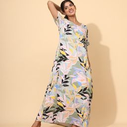 YELLOW BLOOM Women Tropical Printed Maxi Nightdress-image-27