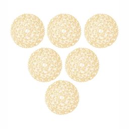 TIED RIBBONS 6Pcs Yellow Textured Round Shape Table Placemats-17