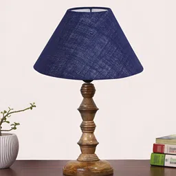 Aura Blue Wood Traditional Frusturical Shaped Table Lamp-21