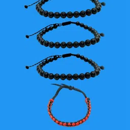 Dynamic Retail Global Men's Black Beaded Bracelet Pack of 4-image-41