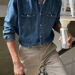 StyleCast Men Spread Collar Solid Casual Shirt-image-30