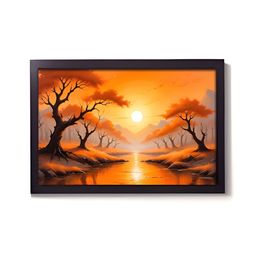 Aura Orange & Brown 1 Piece Synthetic Wood Abstract Wall Paintings-image-41