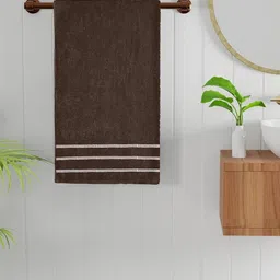home expressions Brown & White Cotton Lightweight 300 GSM Bath Towel-picture-42