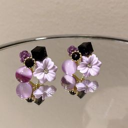 Krelin Gold-Plated Artificial Stones Studded And Beaded Floral Shaped Studs-image-29