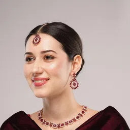 Anouk Rose Gold-Plated Stones-Studded Jewellery Set-picture-36