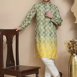 Jompers Ethnic Motifs Printed Mandarin Collar Thread Work tStraight Kurta With Pyjamas-image-65
