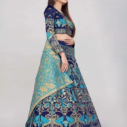 DIVASTRI Semi-Stitched Lehenga & Unstitched Blouse With Dupatta image 3